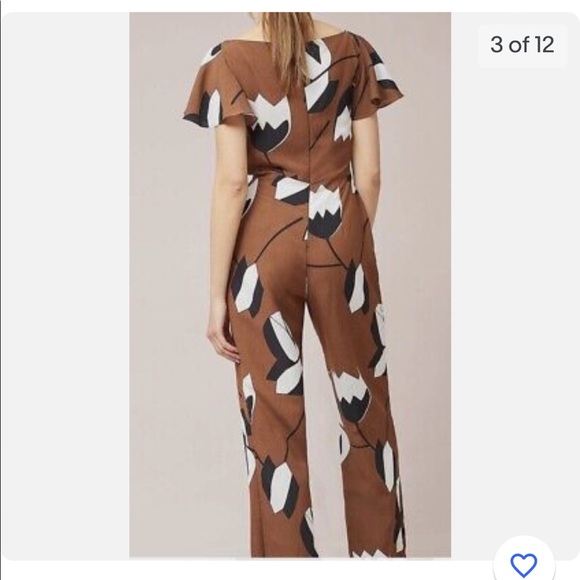 Anthropologie brown floral romper - Picture 3 of 4